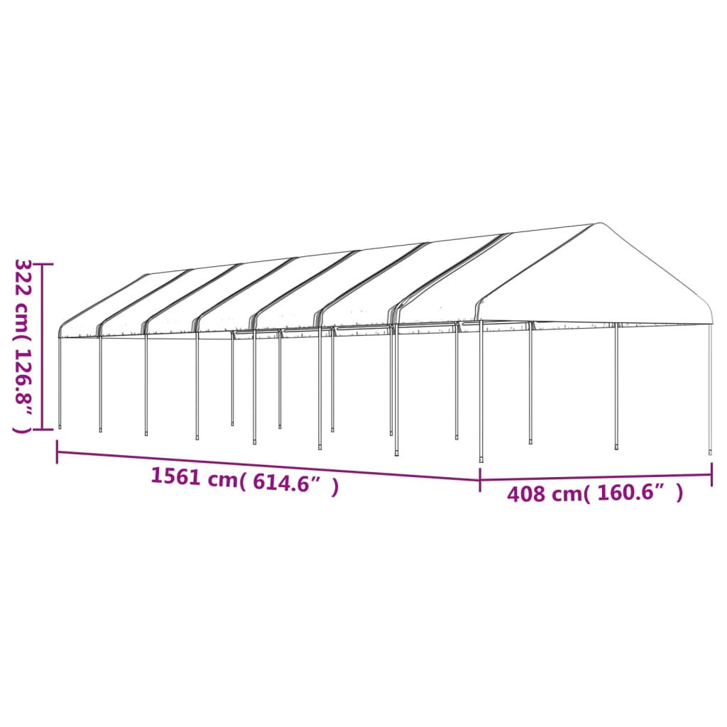 Belvédère avec toit blanc 15,61x4,08x3,22 m polyéthylène