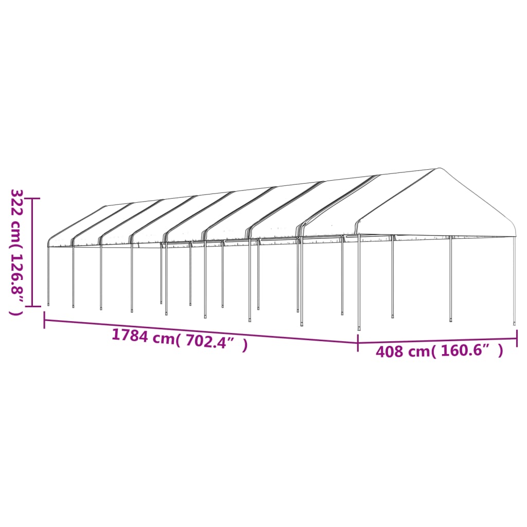 Belvédère avec toit blanc 17,84x4,08x3,22 m polyéthylène