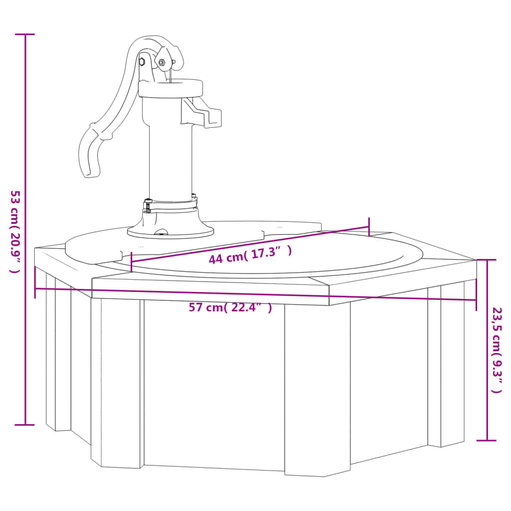 Water fountain with pump 57x57x53 cm Solid fir wood