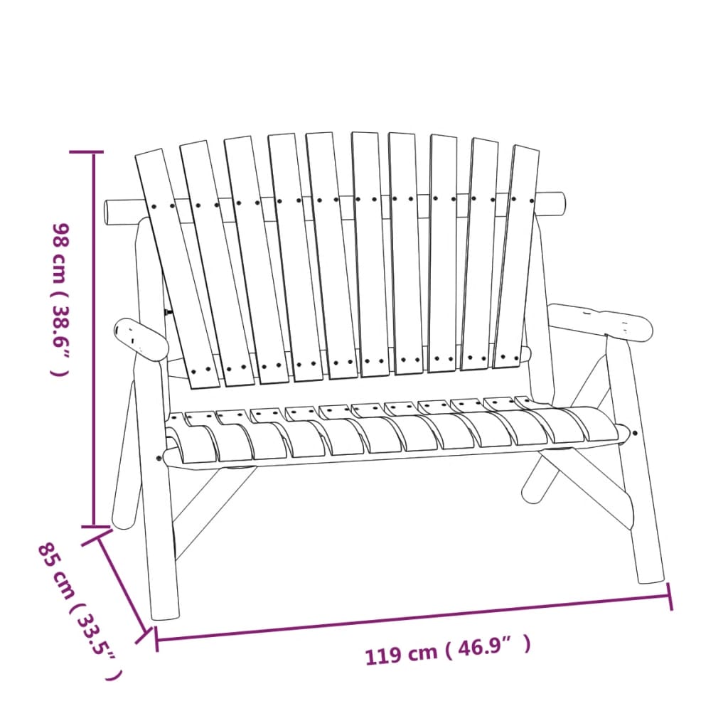 Banc de jardin à 2 places 119x85x98 cm bois massif d'épicéa