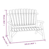 Banc de jardin à 2 places 119x85x98 cm bois massif d'épicéa