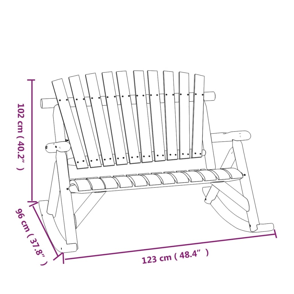 2-Sitzer-Gartenschaukelbank 123x96x102 cm aus massivem Fichtenholz