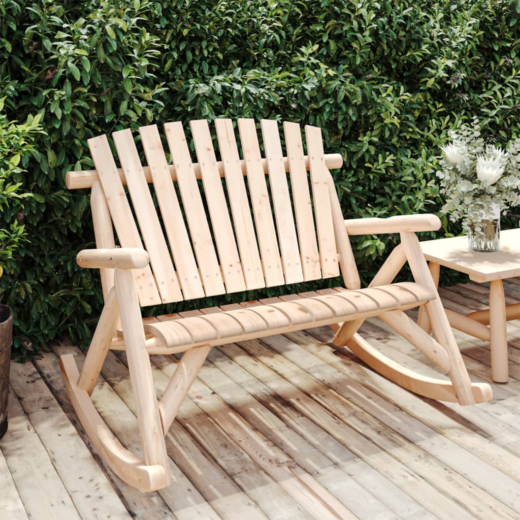 2-seater garden rocking bench 123x96x102 cm solid spruce wood