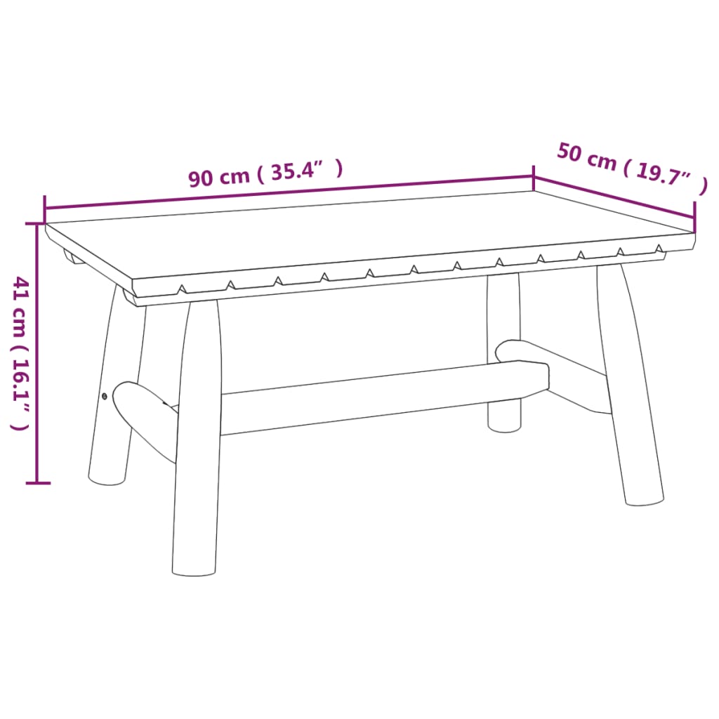 Table basse 90x50x41 cm bois massif d'épicéa