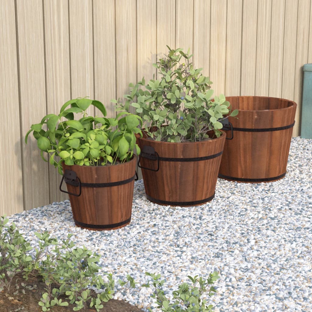 Ensemble de jardinière godet 3 pcs bois massif de sapin