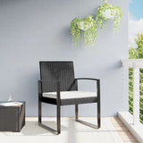 Garden dining chairs set of 2 black PP rattan