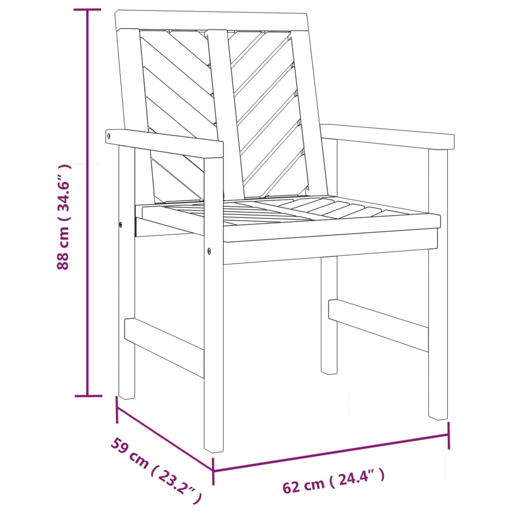 Garten-Esszimmerstühle im 4er-Set aus massivem Akazienholz