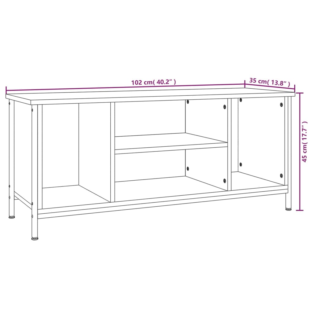 Meuble TV chêne sonoma 102x35x45 cm bois d'ingénierie