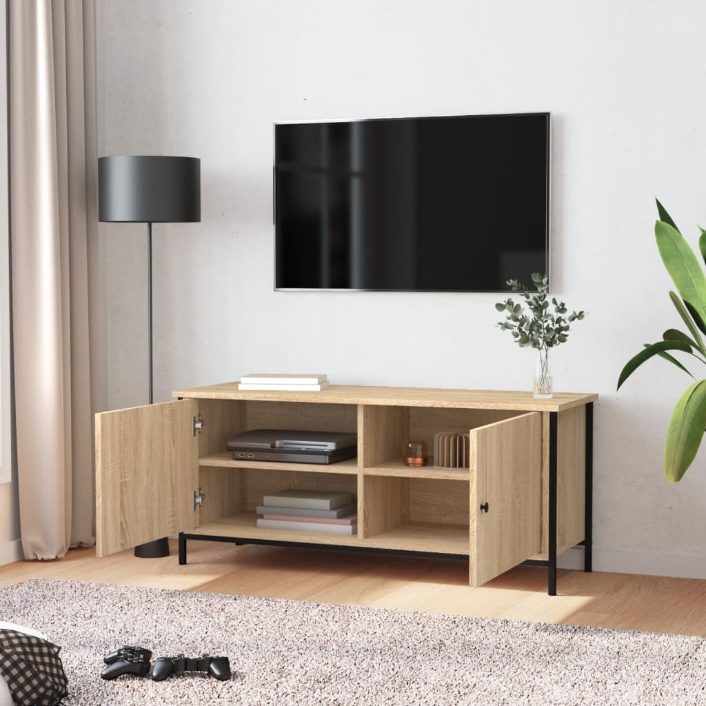 Meuble TV avec portes chêne sonoma 102x35x45 cm bois ingénierie