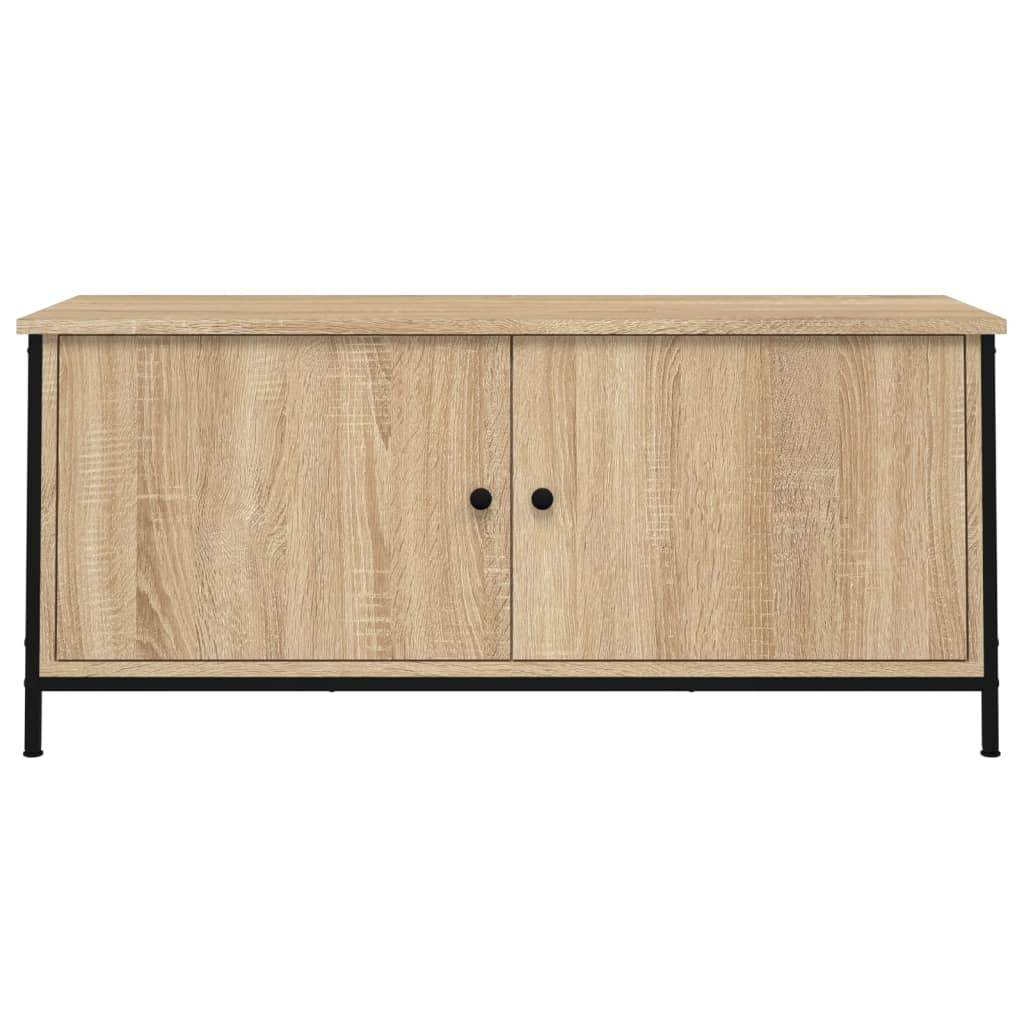 Meuble TV avec portes chêne sonoma 102x35x45 cm bois ingénierie