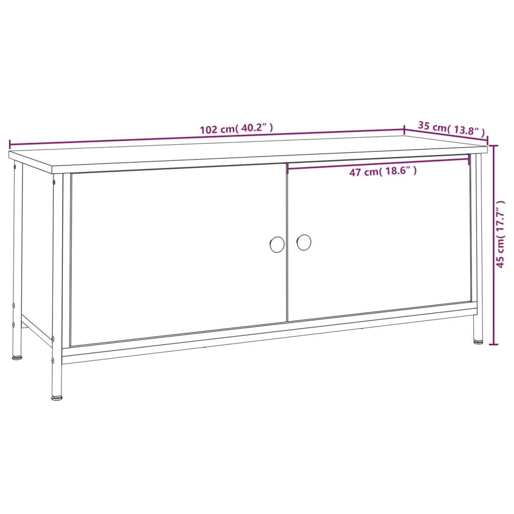 Meuble TV avec portes chêne sonoma 102x35x45 cm bois ingénierie