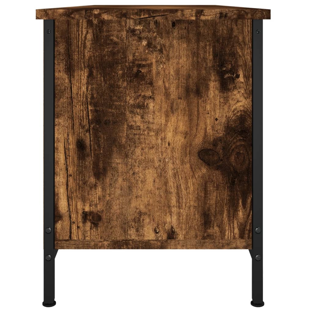 Meuble TV avec portes chêne fumé 102x35x45 cm bois d'ingénierie