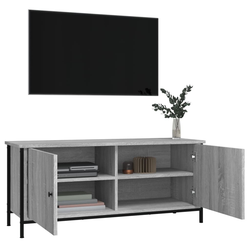 Meuble TV avec portes sonoma gris 102x35x45cm bois d'ingénierie