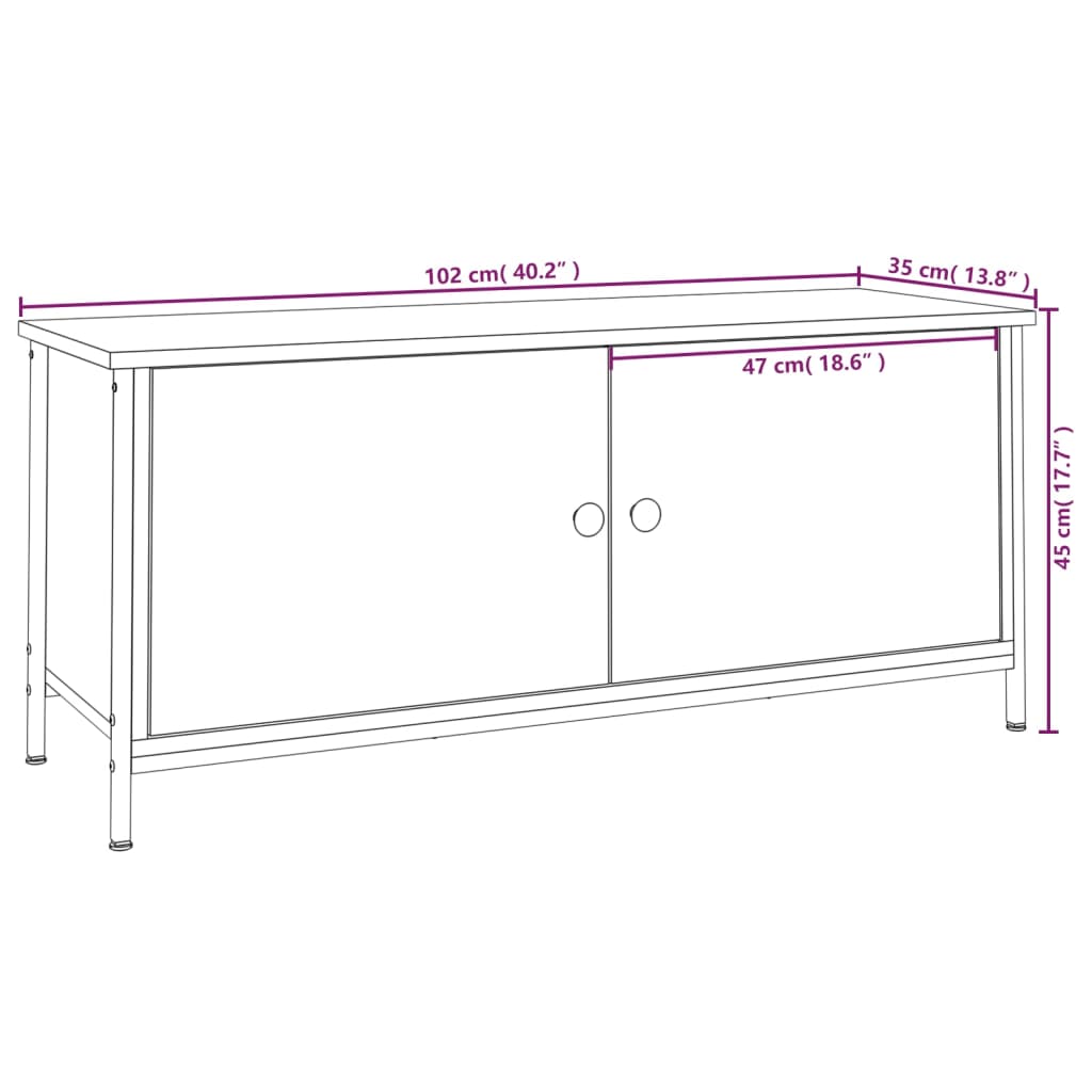 Meuble TV avec portes sonoma gris 102x35x45cm bois d'ingénierie