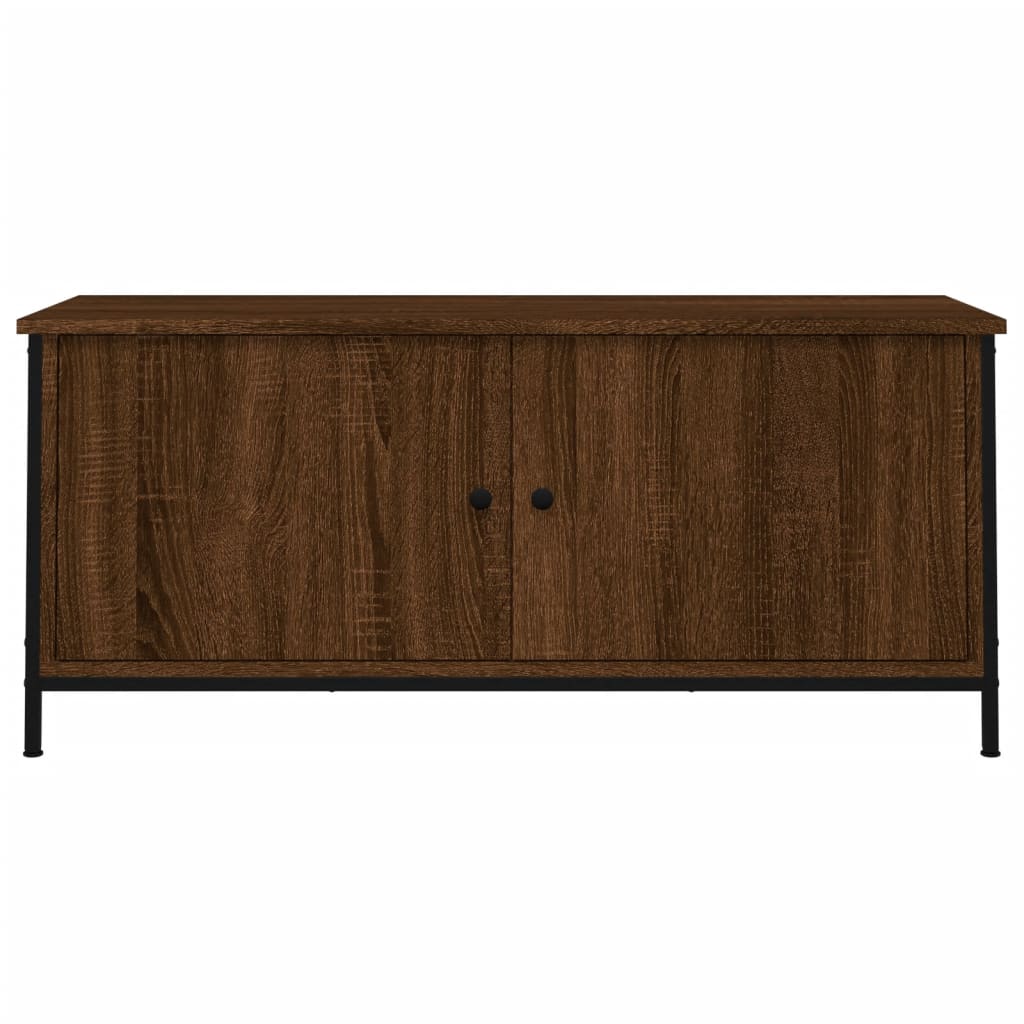 Meuble TV avec portes chêne marron 102x35x45 cm bois ingénierie