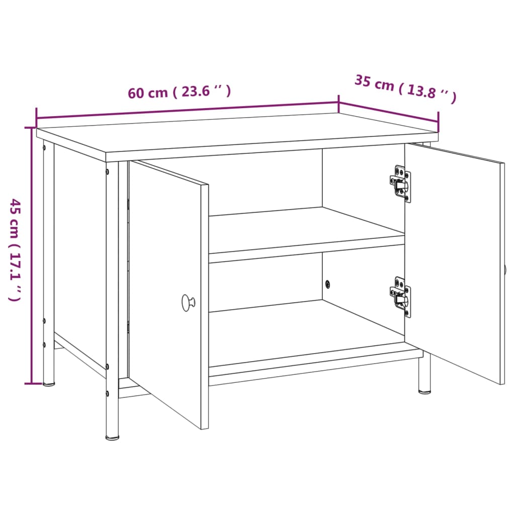 Meuble TV avec portes chêne sonoma 60x35x45cm bois d'ingénierie