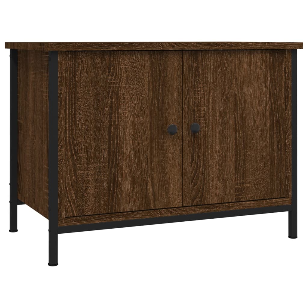 Meuble TV avec portes chêne marron 60x35x45cm bois d'ingénierie