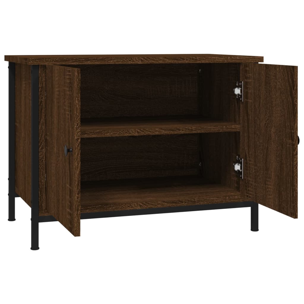 Meuble TV avec portes chêne marron 60x35x45cm bois d'ingénierie