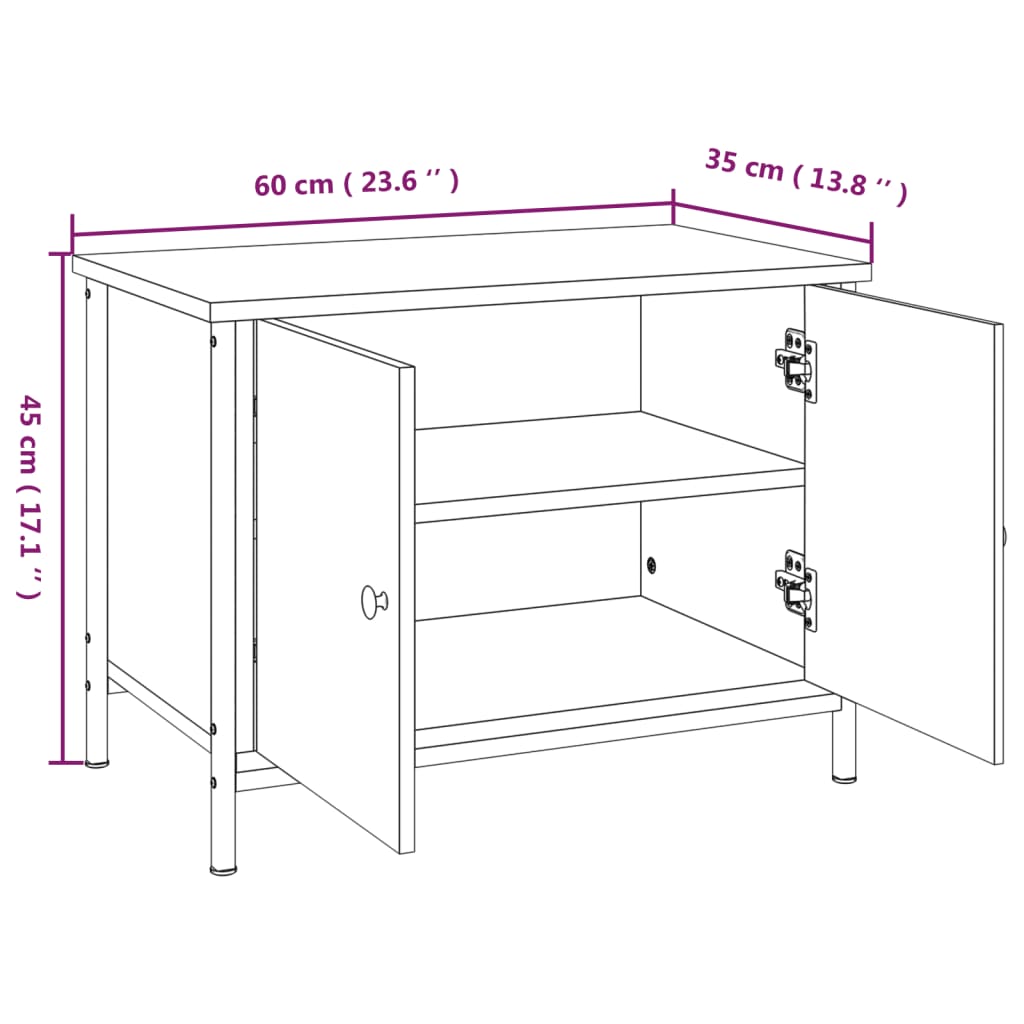 Meuble TV avec portes chêne marron 60x35x45cm bois d'ingénierie