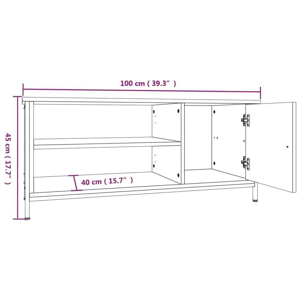 Meuble TV chêne sonoma 100x40x45 cm bois d'ingénierie