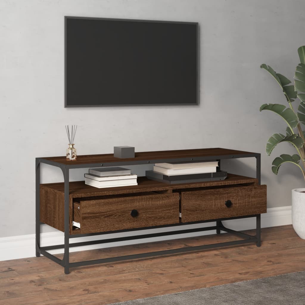 Meuble TV chêne marron 100x35x45 cm bois d'ingénierie