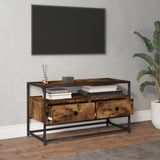 Meuble TV chêne fumé 80x35x45 cm bois d'ingénierie