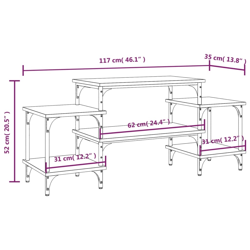 Meuble TV chêne sonoma 117x35x52 cm bois d'ingénierie