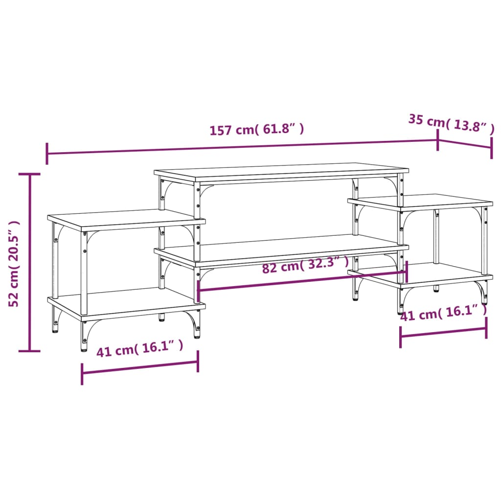 Meuble TV Chêne sonoma 157x35x52 cm bois d'ingénierie