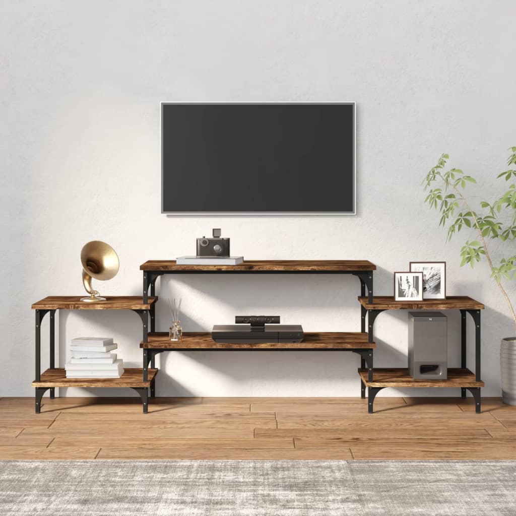 Meuble TV Chêne fumé 157x35x52 cm bois d'ingénierie