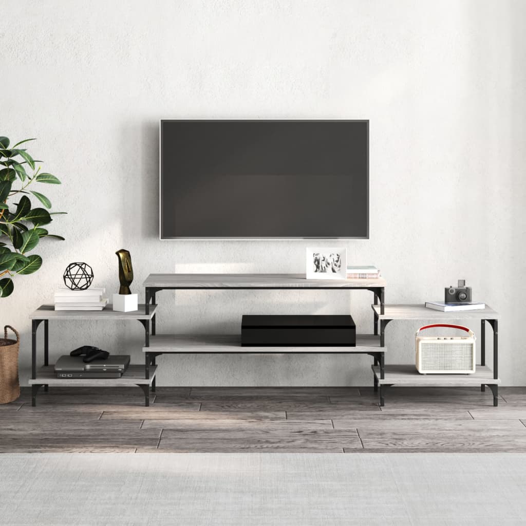 Meuble TV sonoma gris 197x35x52 cm Bois d'ingénierie