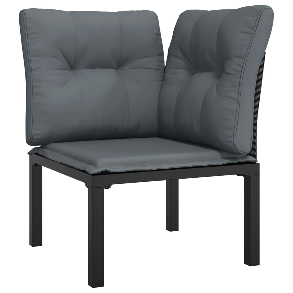 Chaise d'angle de jardin avec coussins noir/gris résine tressée