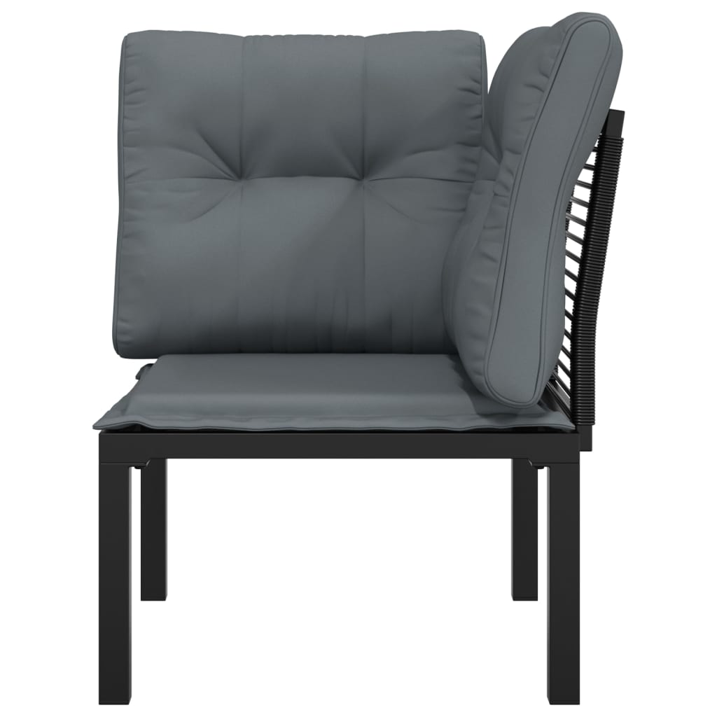 Chaise d'angle de jardin avec coussins noir/gris résine tressée