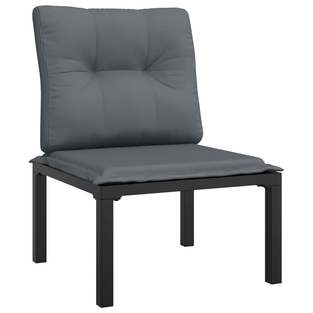 Chaise de jardin avec coussins noir/gris résine tressée