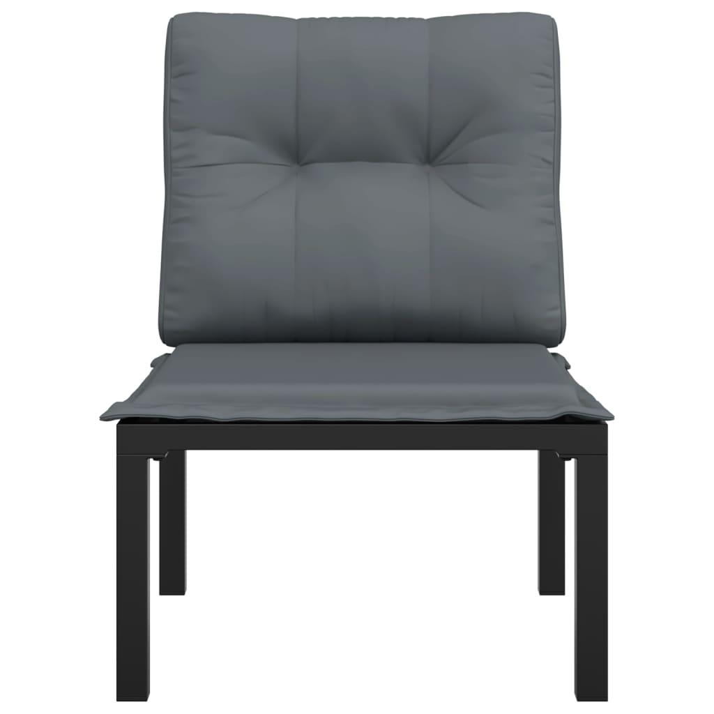 Chaise de jardin avec coussins noir/gris résine tressée