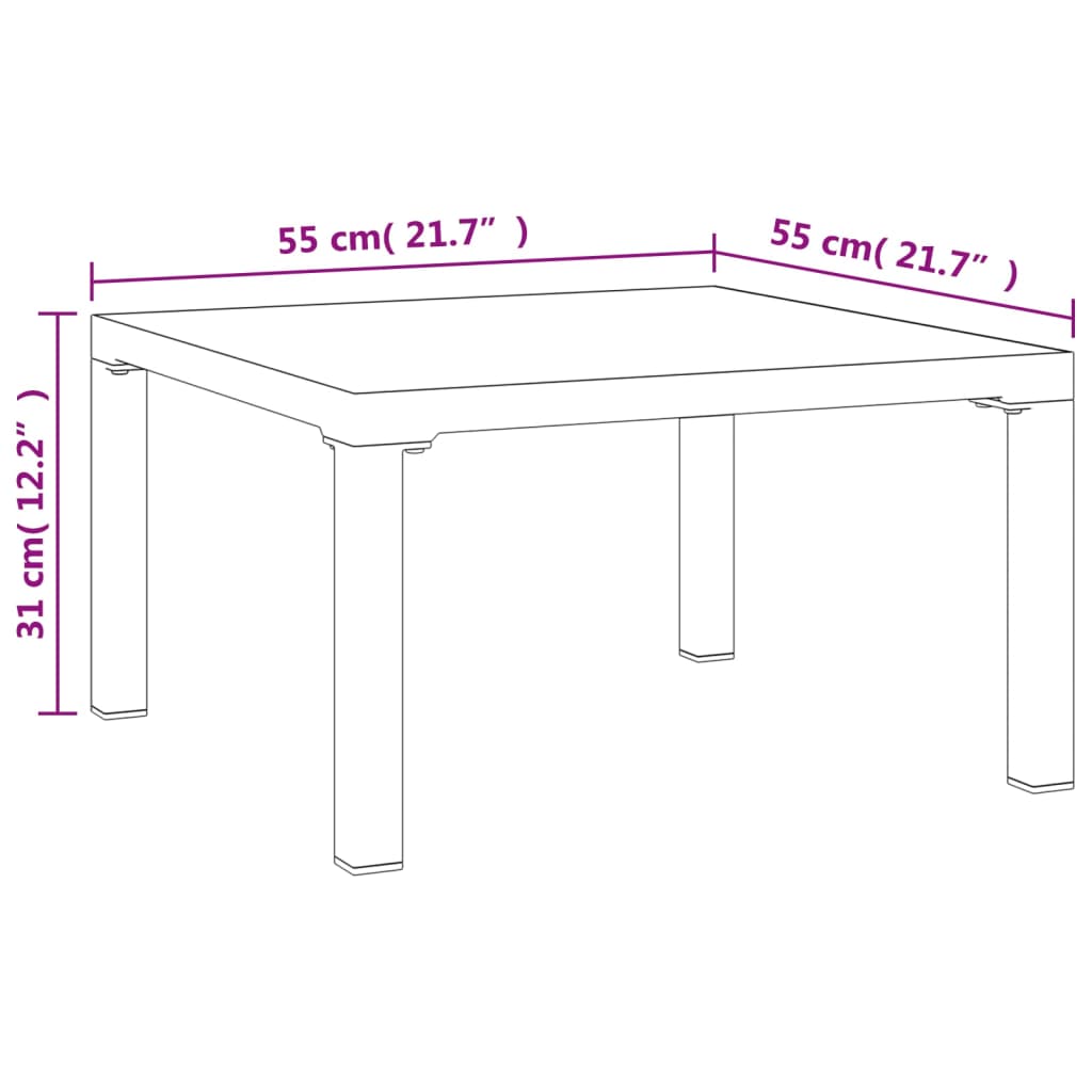 Table basse de jardin gris 55x55x31 cm DPC et acier