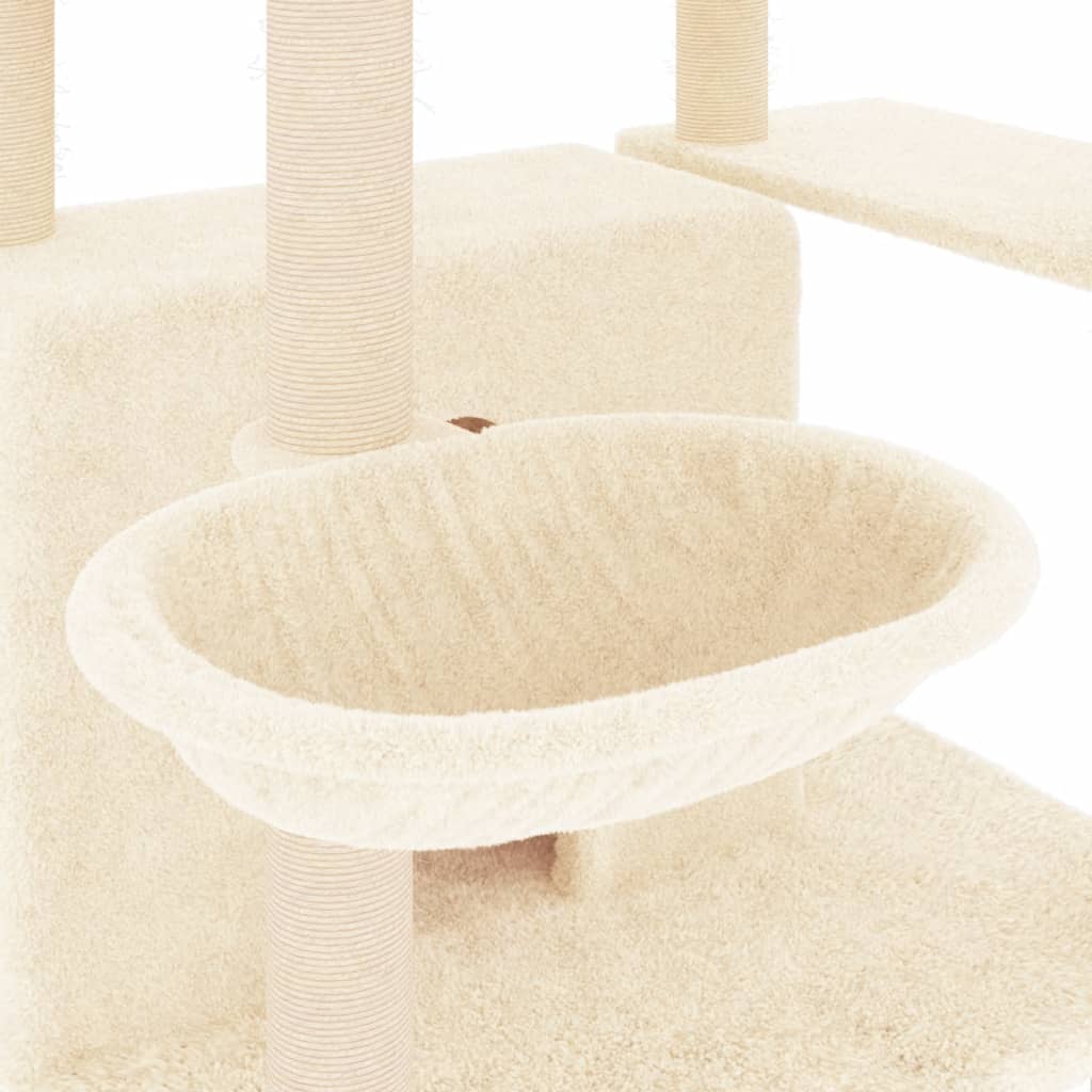 Arbre à chat avec griffoirs en sisal Crème 166 cm