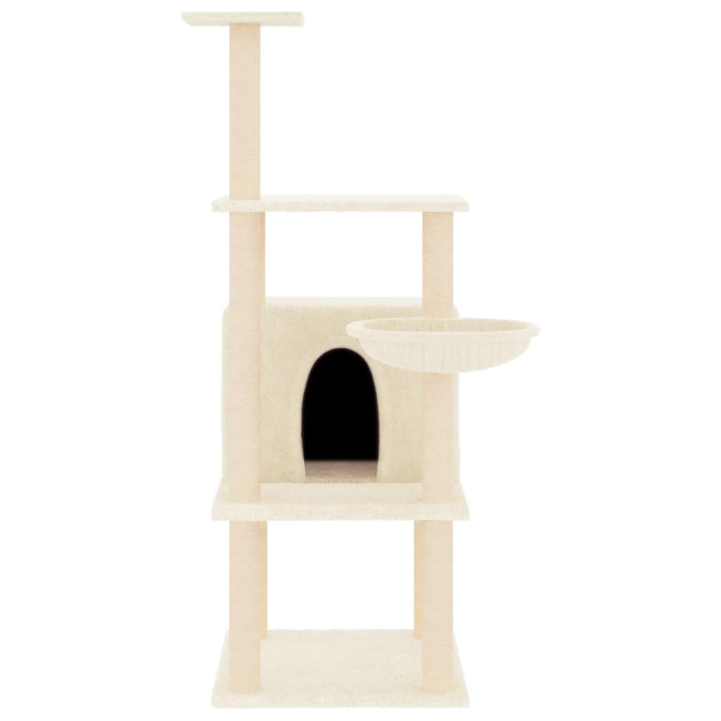 Arbre à chat avec griffoirs en sisal crème 132 cm