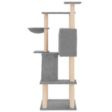 Cat tree with light grey sisal scratching posts 143 cm