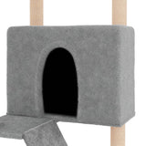 Cat tree with light grey sisal scratching posts 143 cm