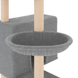 Cat tree with light grey sisal scratching posts 143 cm