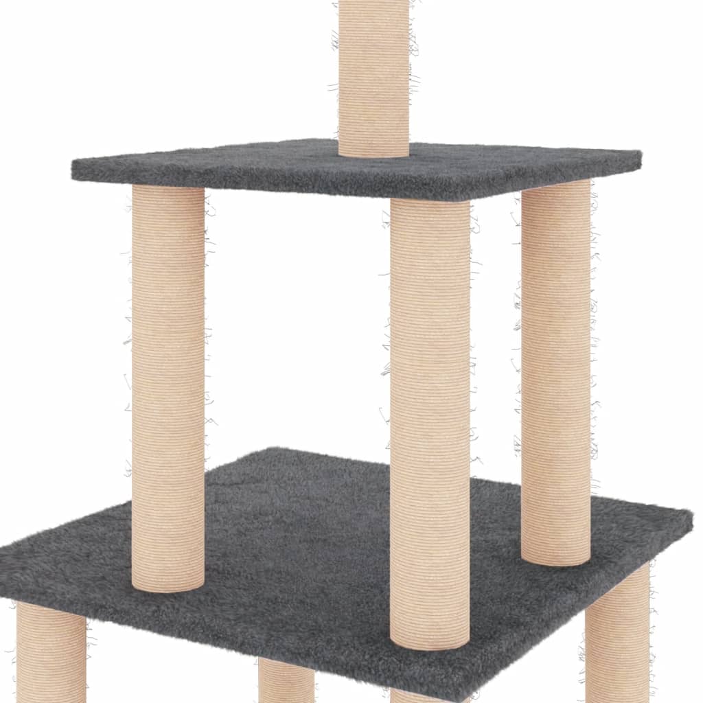 Arbre à chat avec griffoirs en sisal gris foncé 111 cm