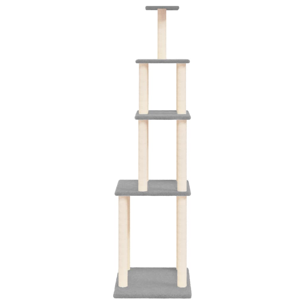 Cat tree with sisal scratching posts, light grey, 183 cm