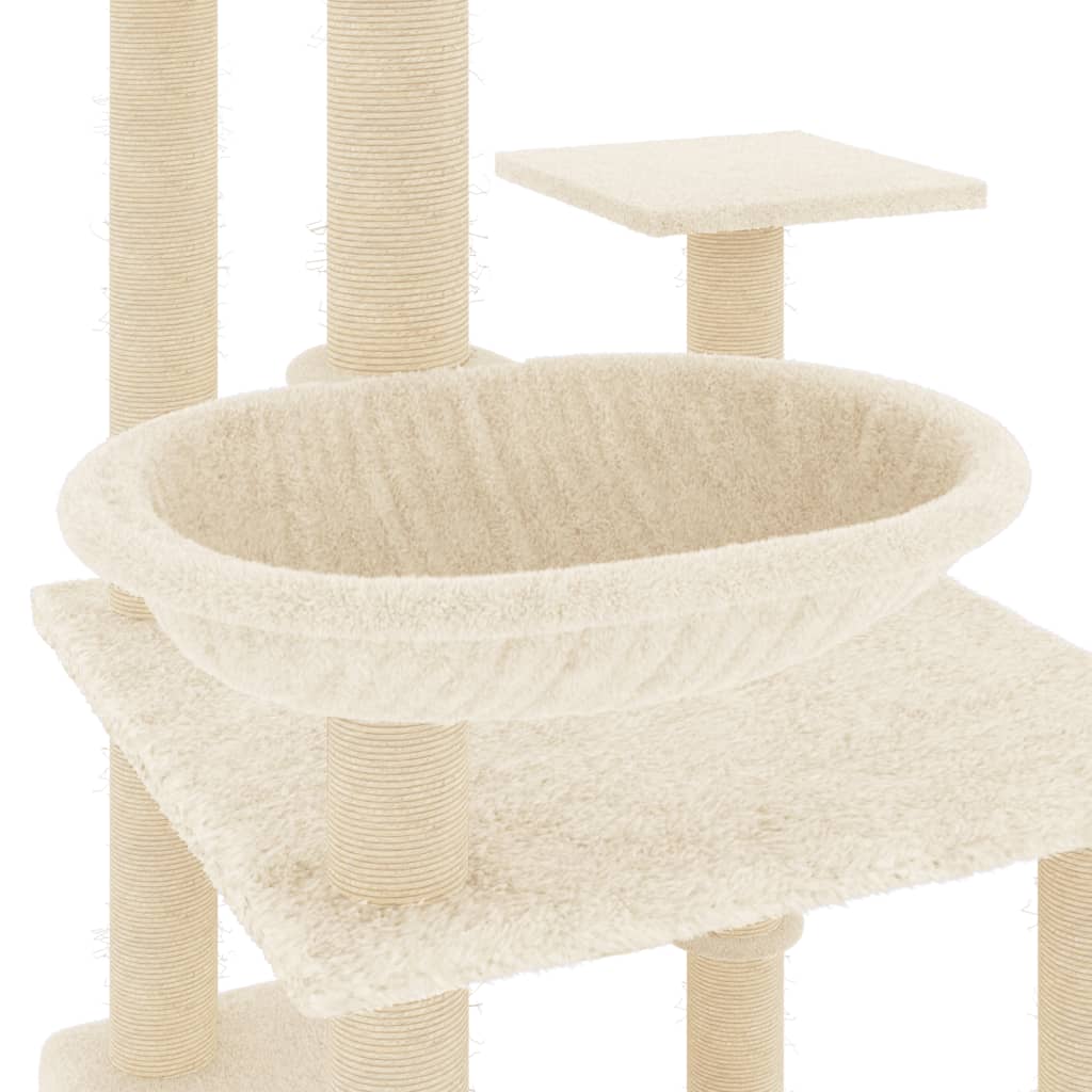 Arbre à chat avec griffoirs en sisal crème 141 cm