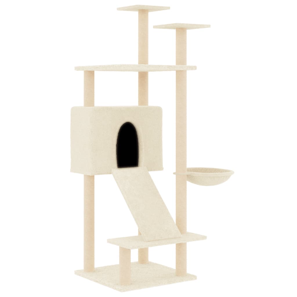 Cat tree with sisal scratching posts Cream 153 cm