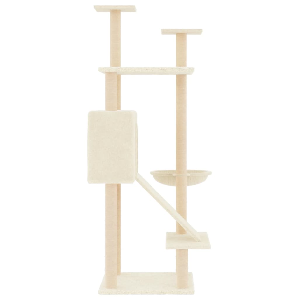 Cat tree with sisal scratching posts Cream 153 cm