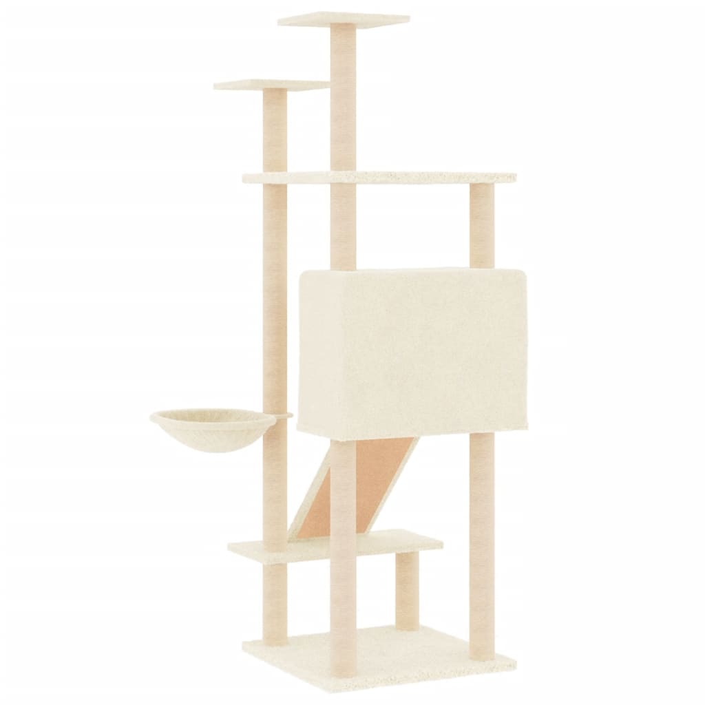 Cat tree with sisal scratching posts Cream 153 cm