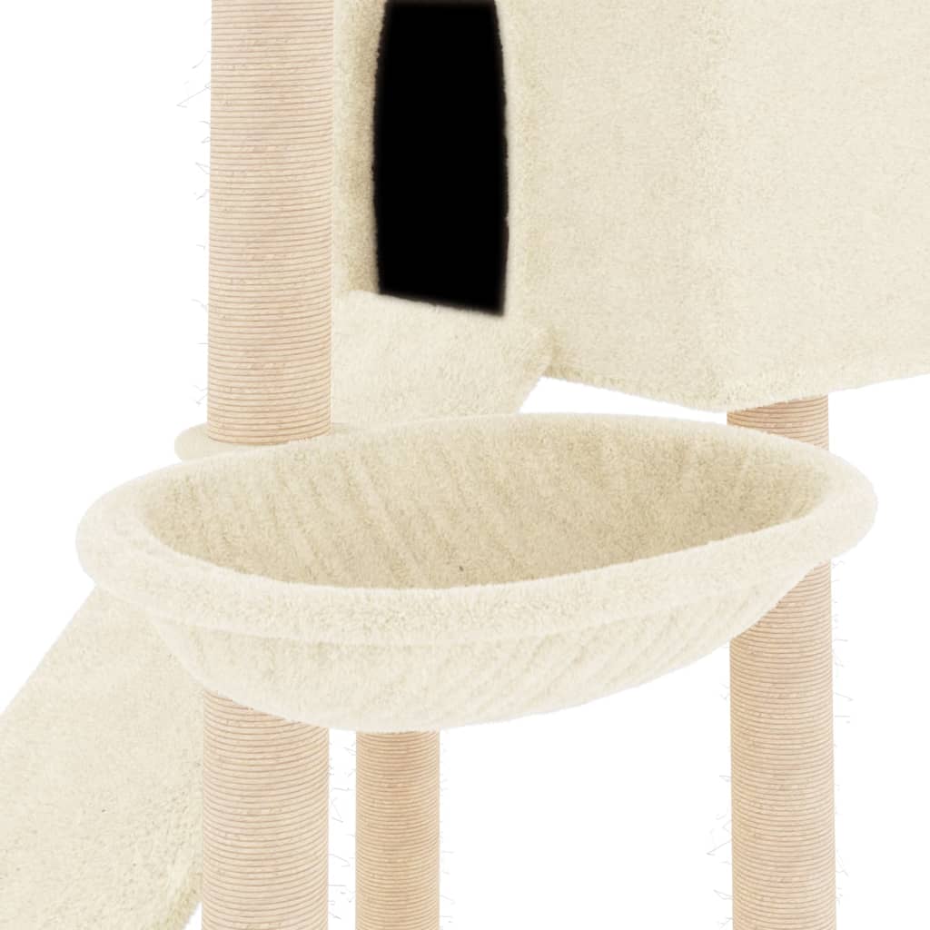 Cat tree with sisal scratching posts Cream 153 cm