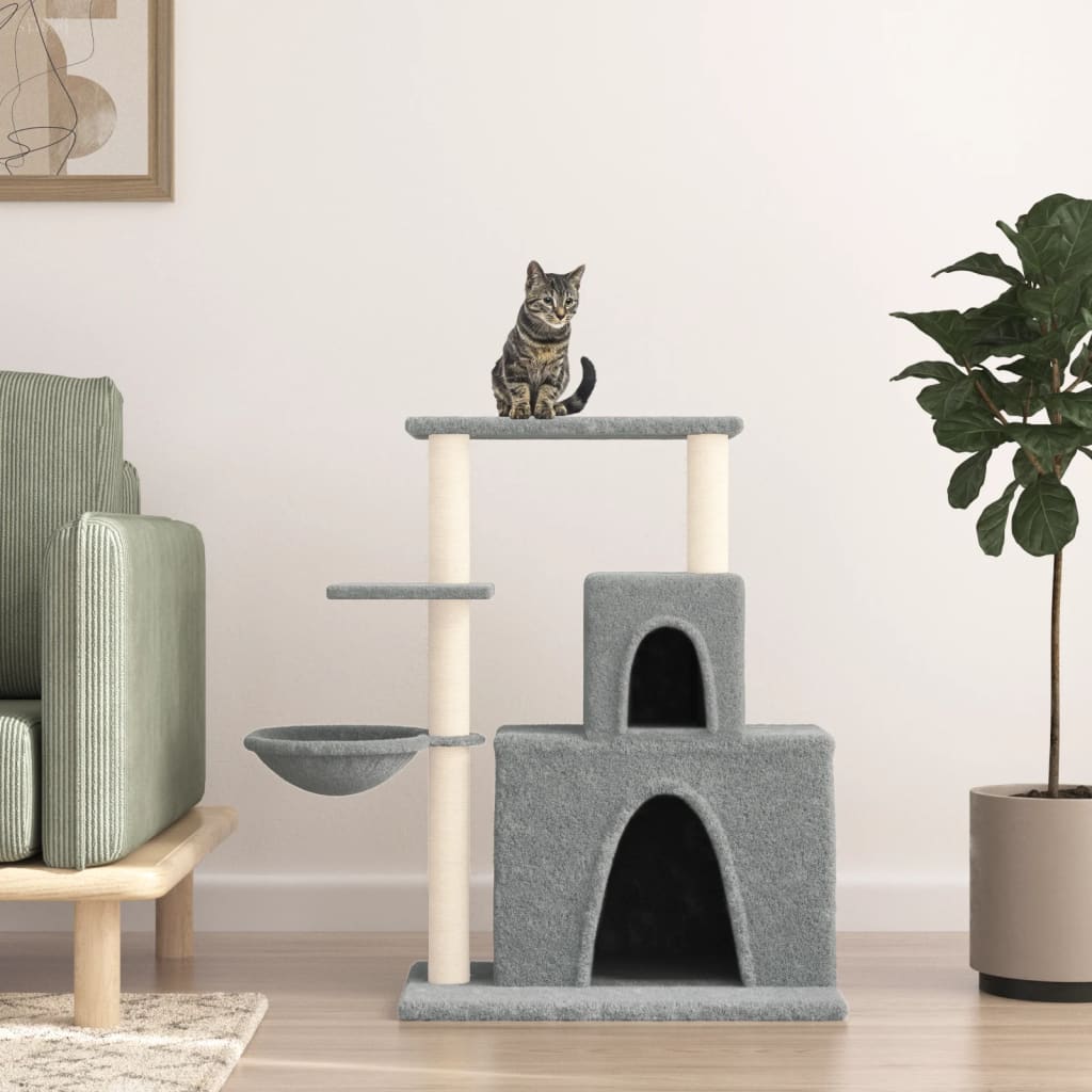 Arbre à chat avec griffoirs en sisal Gris clair 83 cm