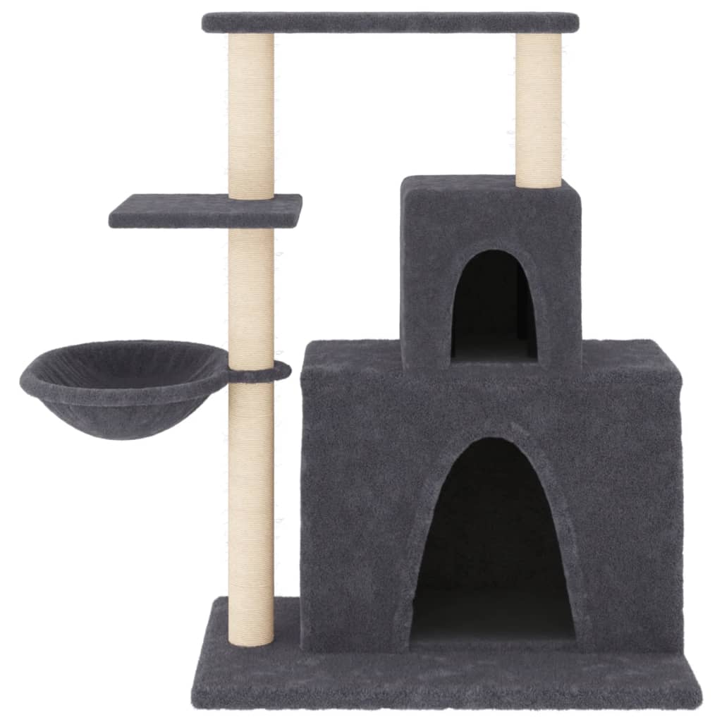 Arbre à chat avec griffoirs en sisal Gris foncé 83 cm