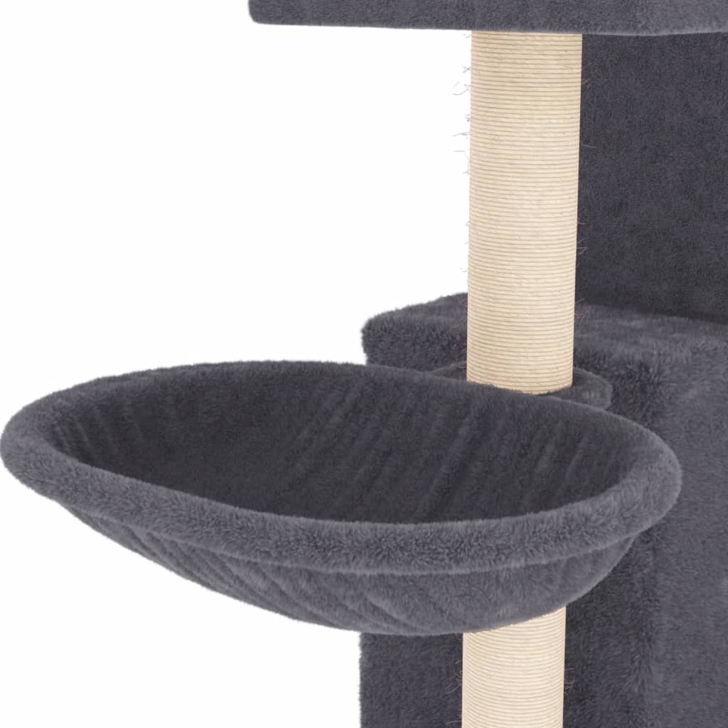 Arbre à chat avec griffoirs en sisal Gris foncé 83 cm